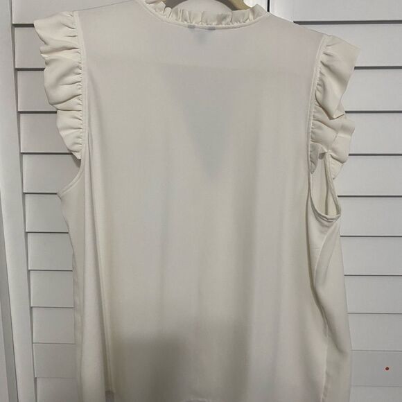 Women's Cream Ruffle Sleeve Top - Picture 7 of 7